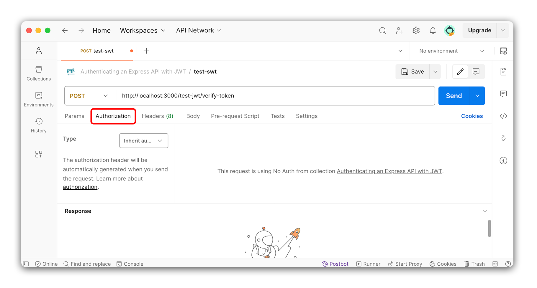 Auth tab