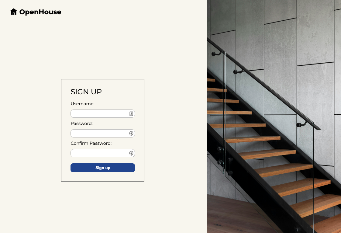 Signup page without position relative