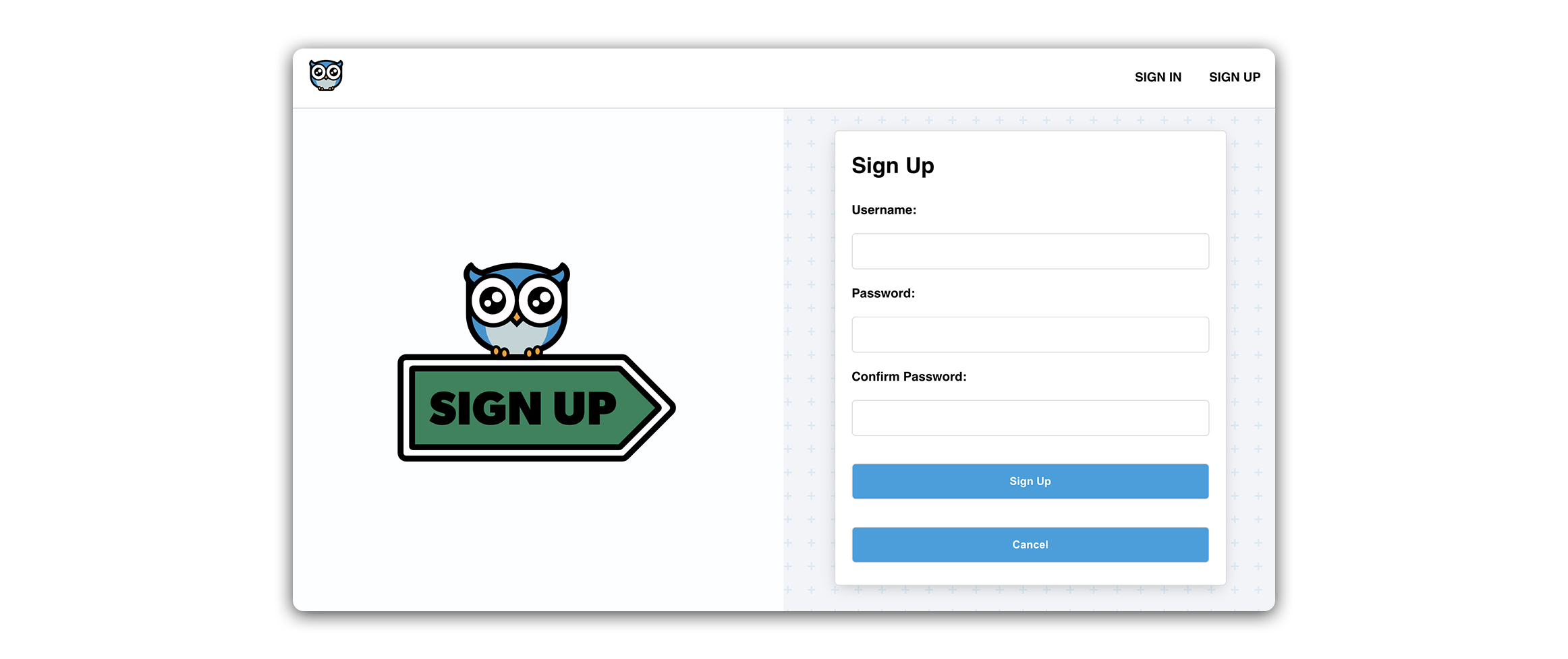 Sign-up page