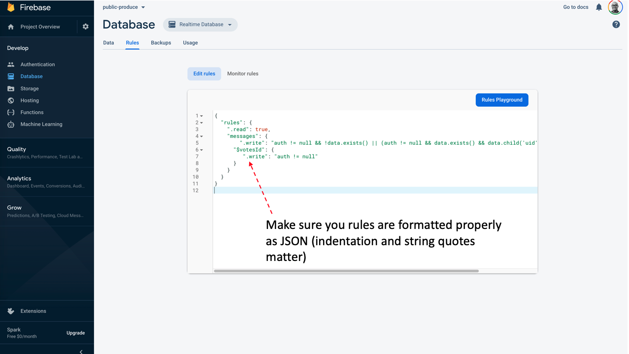 Database rules