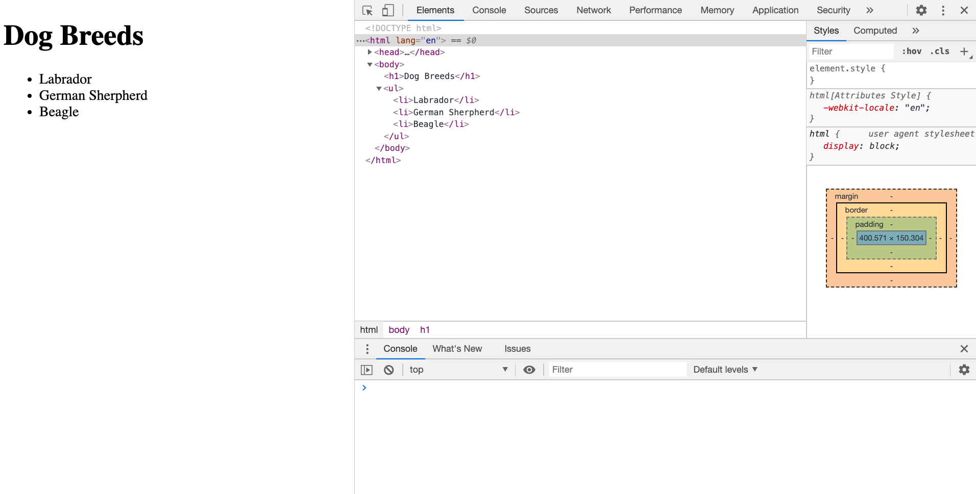 Chrome dev tools screenshot