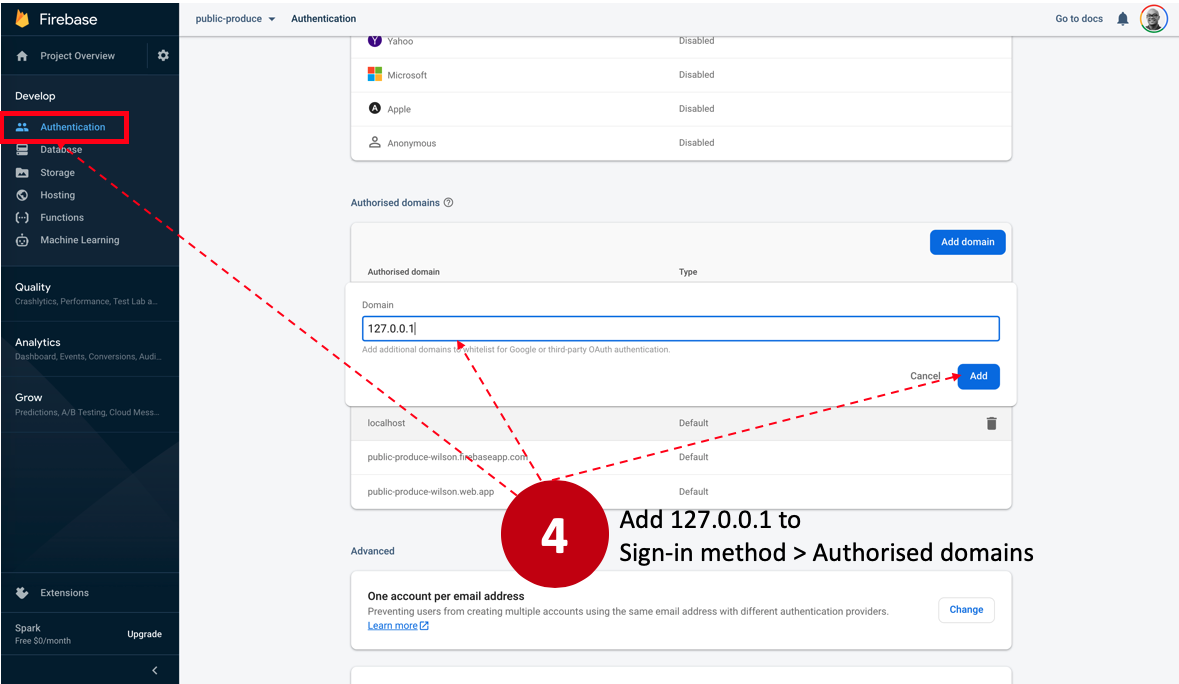 Firebase auth step 4