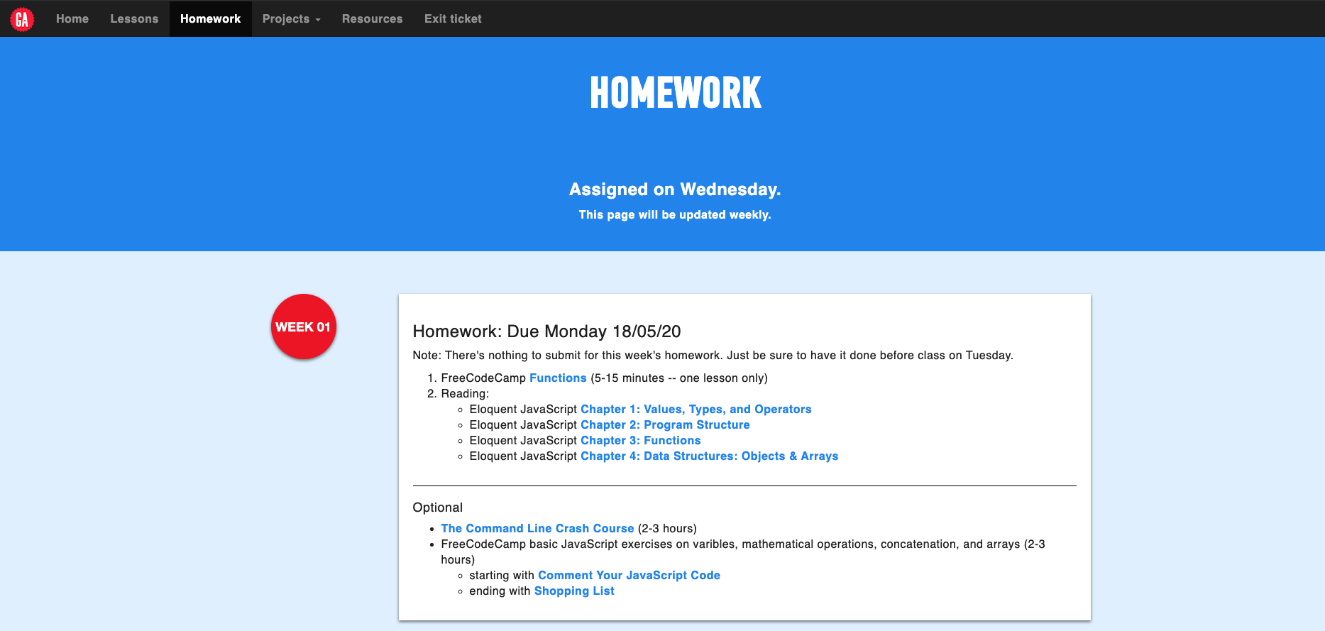 Homework screenshot