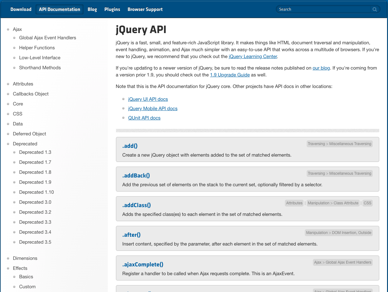 jQuery docs